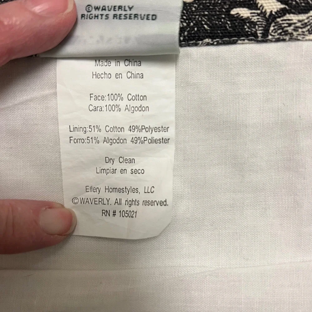 2 Waverly Home Classics Country Life Toile Cotton Valance Black White 52
